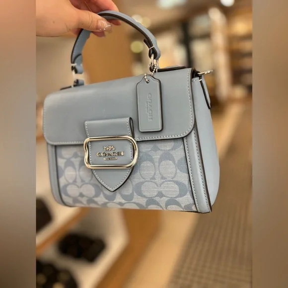 NWT！COACH MORGAN TOP HANDLE SATCHEL IN SIGNATURE CHAMBRAY（COACH CH142）